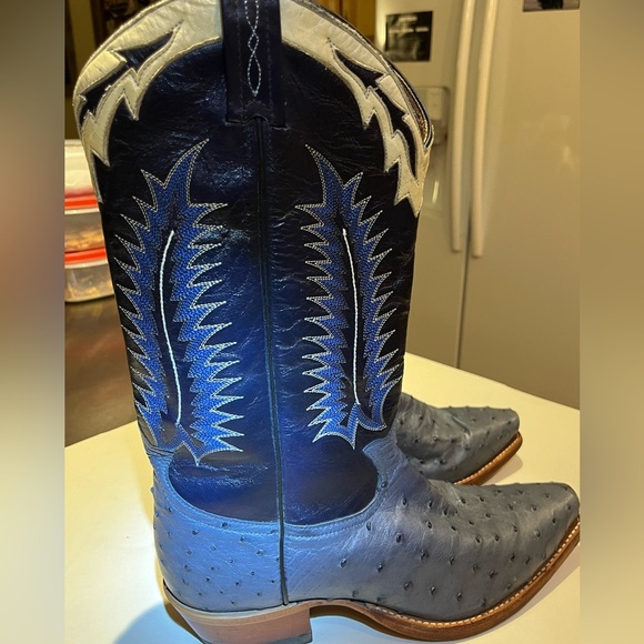 Men’s Tony Lama denim blue full quill ostrich 9EE/(9 1/2D) - Picture 3 of 13